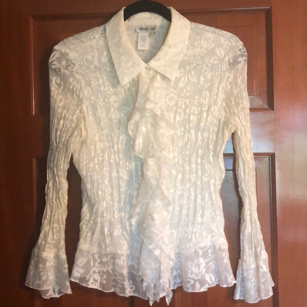 Coldwater Creek flirty ivory blouse.